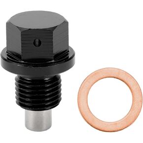 Motoforti Universal Oil Pan Screw Oil Drain Plug Sump Drain Nut Bolt, M12x1.25, Aluminium Alloy, Black, 1Set