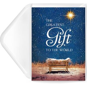 Religious Christmas Cards- Boxed Christmas Cards with Envelopes & Stickers- Bulk New Years Cards Inspirational Cards- Pack of 18 （Greatest Gift）