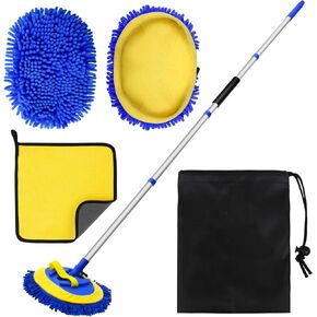 Essential Car Wash Kit for The Home, 62-Inch Car Wash Brush with A Long Handle, Multifunctional Cleaning Brush, Better Than A Car Wash Mitt, Removable As A Wash Mitt for Car Washing