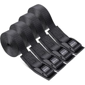 Cam Buckle Tie Down Straps, 1" x 12' Adjustable Pull Straps with Cam Buckle, Heavy Duty Cam Straps for Kayak, SUP, Cargo, Bicycles, Motorcycle, Truck, Car Roof Rack, Dirt Bike (4 pcs)