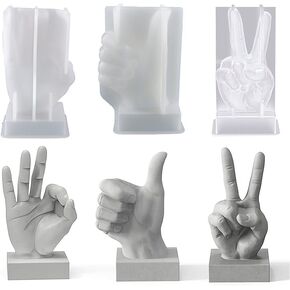3 PCS Candle Holder Resin Molds, Large OK Gesture Candle Molds Finger Resin Molds Silicone for Create Art, Home Decoration, Candle Soap Molds