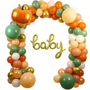 Fall Balloon Arch Garland Kit, 18" 10" 5" Retro Green Burnt Orange Gold Fall Balloons Decorations for Fall Baby Shower Decorations Autumn Thanksgiving Friendsgiving Party Decorations