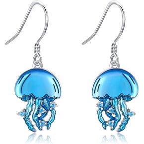 Jellyfish Earrings 925 Sterling Silver Jellyfish Dangle Earrings Ocean Animal Jewelry Present for Women