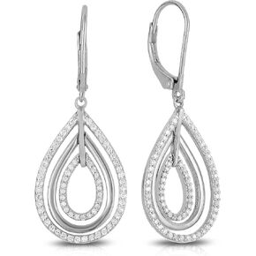 Natalia Drake Teardrop Dangle Leverback 1/2 Cttw Diamond Earrings for Women in Rhodium Plated 925 Sterling Silver