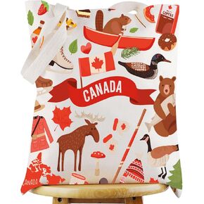 WZMPA Canada Trip Canvas Tote Bag Canada Travel Gift Canada Vacation Reusable Shoulder Bag For Canada Tourist Traveler (Canada TG)