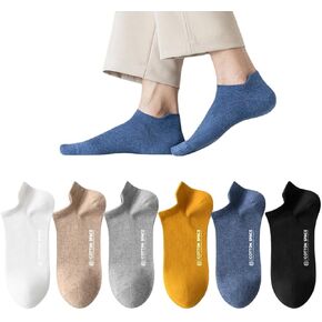 Men's 100% Cotton Low Cut Socks 6 Packs Moisture Wicking Socks Size 6-11 for All Seasons