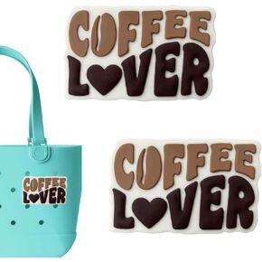 Premium Coffee Charms for Bogg Bag, Set of 2 PVC Rubber Inserts, Compatible with Bogg Bag Accessories, Beach Bag Charms Inserts Accessories for Women Girls