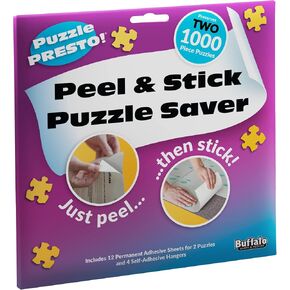(2 Pack)Puzzle Presto! Peel & Stick Puzzle Saver: The Original and Still The Best Way to Preserve Your Finished Puzzle! 12 Adhesive Sheets and 4 Adhesive Hangars. Preserve Two1000 Piece Puzzles! Multi