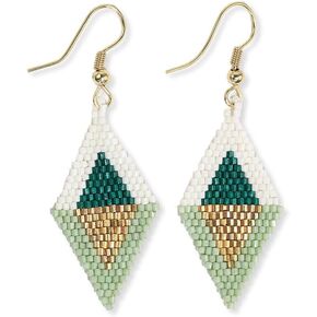 INK+ALLOY Beaded Earrings for Women Dangling, Zelda Diamond Shaped Short Drop Pendant Boho Earrings, Hypoallergenic Handmade Jewelry for the Modern Bohemian, 2.18-Inch Length