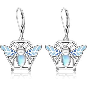 Dangle Earrings 925 Sterling Silver Lotus Flower Earrings for Women Yoga Dangle Earrings Lightweight Dangle Earrings Mother's Day Jewelry Gifts