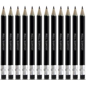 1 Dozen Bunco Pencils - Golf Size with Erasers " ROLL BUNCO!" Black Pencils with Erasers - Set of 12 Cute pencils for Bunco Parties or Bunco Gifts