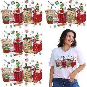 Christmas Iron on Patches Decals Grinchs Christmas Heat Transfers Vinyl Cartoon Christmas Green Monster HTV Iron on Transfer Paper for T-Shirt Clothing Hat Pillow Backpack DIY Craft Supplies (gch9)
