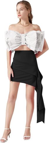 قميص LYANER نسائي مثير بطبقة فيونكة وربطة عنق بدون أكمام وطباعة بدون حمالات للحفلات منفوش بدون أكمام in Kuwait