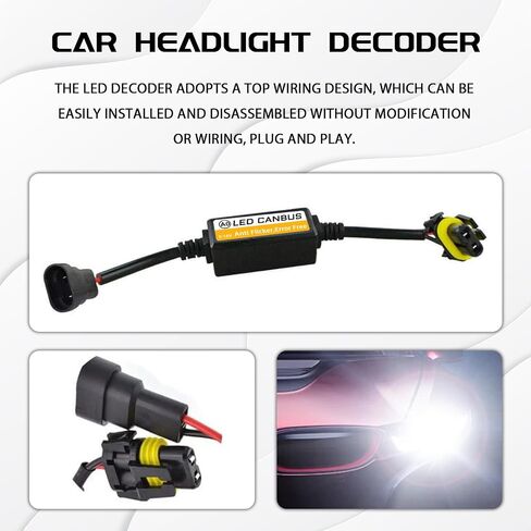 قطعتان 9006/9005/9012 وحدة فك ترميز المصابيح الأمامية LED، مكثفات إلغاء تشفير خطأ تحذير السيارة، طقم مقاوم وامض LED، محول تسخير مضاد للوميض لمصباح LED للسيارات والشاحنات وسيارات الدفع الرباعي in Kuwait