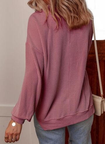 EVALESS Womens Long Sleeve Shirts Casual V Neck Lightweight Oversized Tee T-Shirts Tops in Saudi Arabia