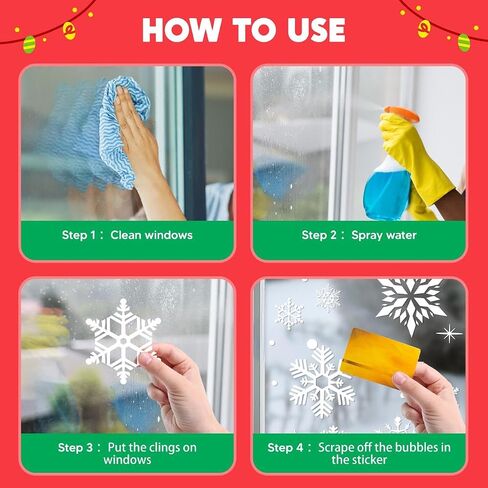 JOYIN 212PCS Christmas Snowflakes Window Clings, 12 Sheets White Christmas Snow Decorations Stickers, Snow Flakes Decorating Decals for Winter Party Xmas Decorations New Year Supplies in Saudi Arabia