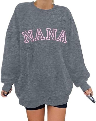 MNLYBABY Nana Sweatshirt Grandma Shirt Women: Mothers Day Shirts Oversized Nana Life Gift Pullover Mimi Gigi Long Sleeve Tops in Saudi Arabia