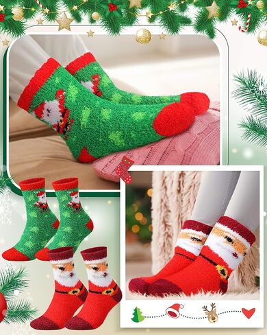 Foaincore 100 زوج من جوارب عيد الميلاد الغامضة للنساء، جوارب شتوية دافئة، جوارب ناعمة منفوشة ملونة، جوارب عيد الميلاد منفوشة دافئة لهدايا عيد الميلاد في الأماكن المغلقة بلا مأوى in Kuwait
