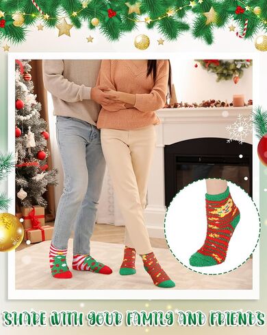 Foaincore 100 زوج من جوارب عيد الميلاد الغامضة للنساء، جوارب شتوية دافئة، جوارب ناعمة منفوشة ملونة، جوارب عيد الميلاد منفوشة دافئة لهدايا عيد الميلاد في الأماكن المغلقة بلا مأوى in Kuwait