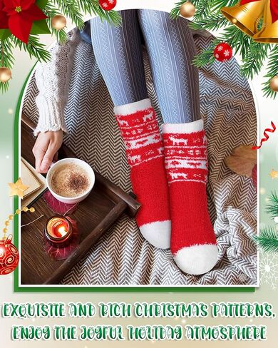 Foaincore 100 زوج من جوارب عيد الميلاد الغامضة للنساء، جوارب شتوية دافئة، جوارب ناعمة منفوشة ملونة، جوارب عيد الميلاد منفوشة دافئة لهدايا عيد الميلاد في الأماكن المغلقة بلا مأوى in Kuwait