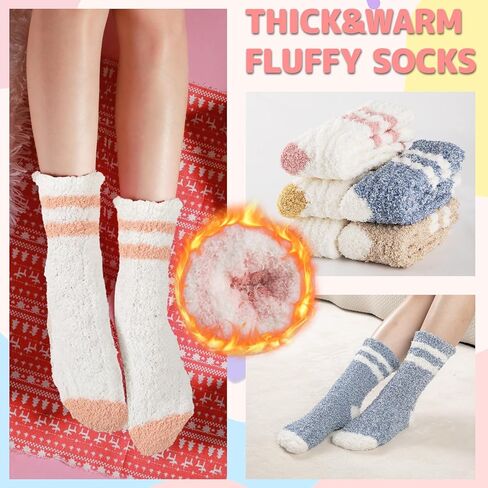 COOPLUS Fuzzy Socks for Women Fluffy Cozy Socks Warm Winter Soft Home Slipper Socks (5 Pairs) in Kuwait