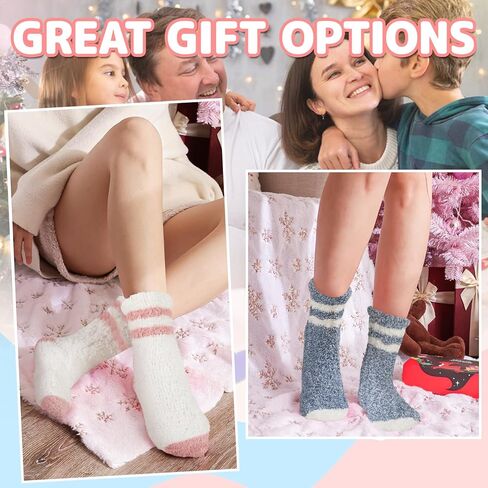 COOPLUS Fuzzy Socks for Women Fluffy Cozy Socks Warm Winter Soft Home Slipper Socks (5 Pairs) in Kuwait