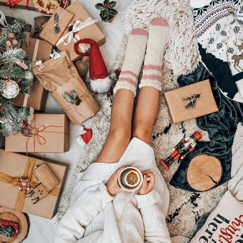 COOPLUS Fuzzy Socks for Women Fluffy Cozy Socks Warm Winter Soft Home Slipper Socks (5 Pairs) in Kuwait