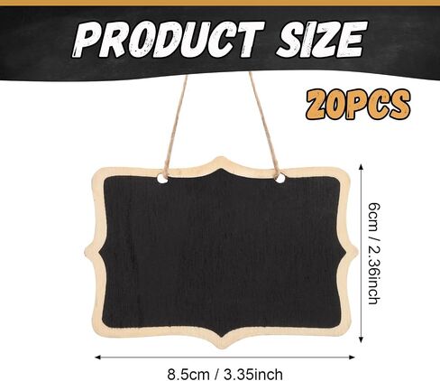 20pcs Mini Chalkboard Tags with Strings, 3.3 x 2.4 Inch Hanging Chalkboard Tags Small Wooden Chalkboard Signs Blackboard Massage Labels Name Tags for Kitchen Garden Gift Party Decoration in Saudi Arabia