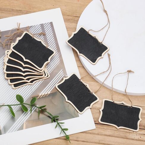 20pcs Mini Chalkboard Tags with Strings, 3.3 x 2.4 Inch Hanging Chalkboard Tags Small Wooden Chalkboard Signs Blackboard Massage Labels Name Tags for Kitchen Garden Gift Party Decoration in Saudi Arabia