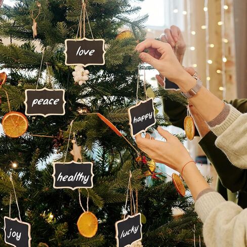 20pcs Mini Chalkboard Tags with Strings, 3.3 x 2.4 Inch Hanging Chalkboard Tags Small Wooden Chalkboard Signs Blackboard Massage Labels Name Tags for Kitchen Garden Gift Party Decoration in Saudi Arabia