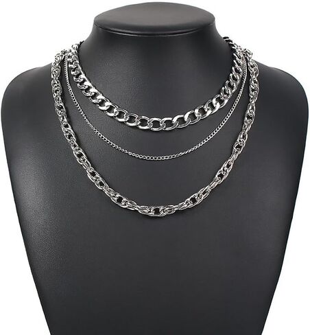 YOOESTORES82 Chunky Gold Layered Chain Necklaces, Thick Cuban Carabiner Chain Choker Necklaces, Exaggerated Punk Hip Hop Jewelry Gifts for Women in Saudi Arabia
