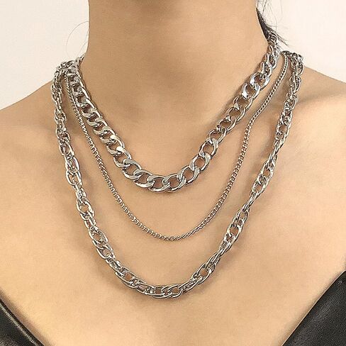 YOOESTORES82 Chunky Gold Layered Chain Necklaces, Thick Cuban Carabiner Chain Choker Necklaces, Exaggerated Punk Hip Hop Jewelry Gifts for Women in Saudi Arabia