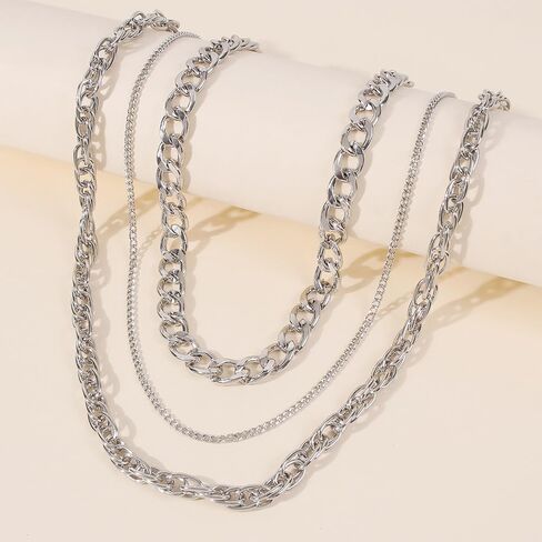 YOOESTORES82 Chunky Gold Layered Chain Necklaces, Thick Cuban Carabiner Chain Choker Necklaces, Exaggerated Punk Hip Hop Jewelry Gifts for Women in Saudi Arabia