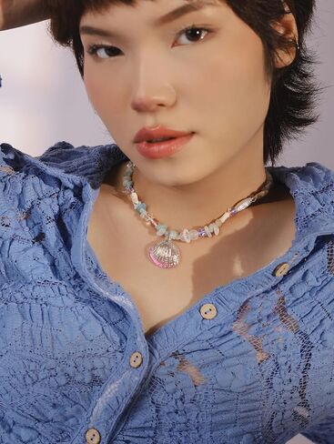 Y2K Cutecore الصيف شاطئ المحيط صدف قلادة كول الحبل المختنق القلائد مجوهرات اكسسوارات للنساء in Kuwait