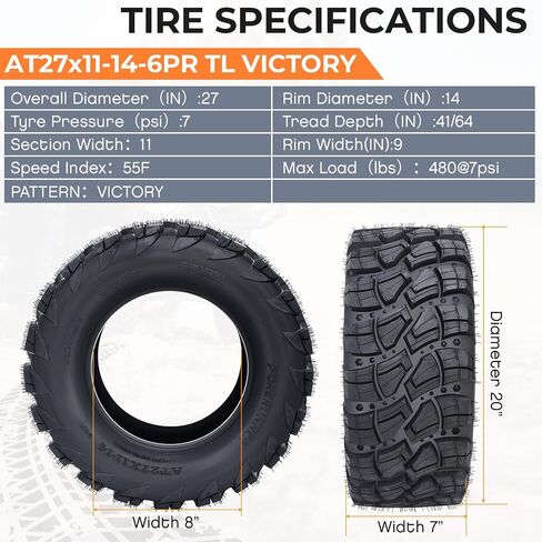 GARVEE ATV UTV Tires 25x8-12 6 PR, Tubeless, Set of 2 in Kuwait