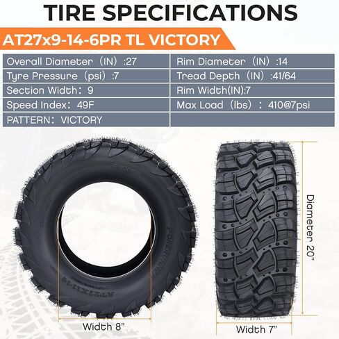 GARVEE ATV UTV Tires 25x8-12 6 PR, Tubeless, Set of 2 in Kuwait