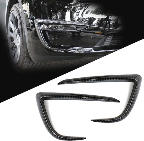 for Tesla Model Y Front Fog Light Trim Cover Fog Lamp Frame Blade Trim Eyebrow Spoiler for Tesla Model Y 2019 2020 2021 2022 2023 (ABS Glossy Carbon Fiber) in Saudi Arabia