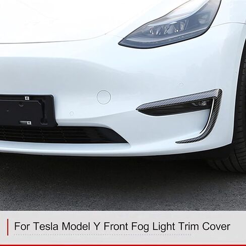for Tesla Model Y Front Fog Light Trim Cover Fog Lamp Frame Blade Trim Eyebrow Spoiler for Tesla Model Y 2019 2020 2021 2022 2023 (ABS Glossy Carbon Fiber) in Saudi Arabia
