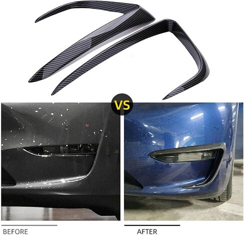 for Tesla Model Y Front Fog Light Trim Cover Fog Lamp Frame Blade Trim Eyebrow Spoiler for Tesla Model Y 2019 2020 2021 2022 2023 (ABS Glossy Carbon Fiber) in Saudi Arabia