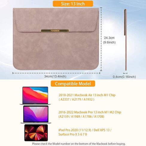 TOWOOZ MacBook Air M2 Sleeve Compatible with 2022 New M2 MacBook Air 13.6 Inch A2681 / MacBook Pro 13-13.3 Inch/MacBook Air 13-13.6 Inch M1 M2 Chip, Laptop Sleeve Case with Accessory Pouch in Saudi Arabia