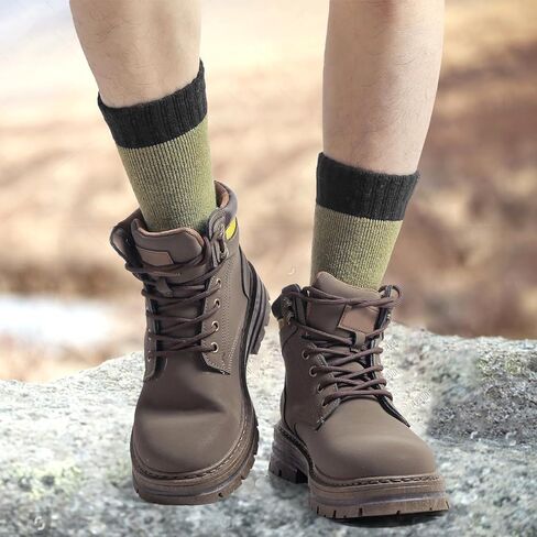 Wool Socks Mens, Warm Crew Merino Thermal Thick Hiking Boot Socks for Cozy Soft for Cold Weather 5 Pairs in Saudi Arabia