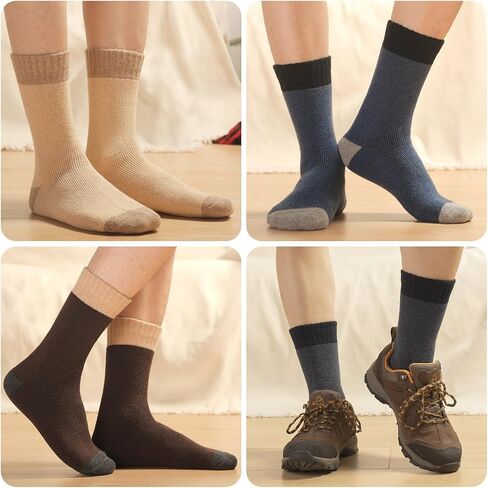 Wool Socks Mens, Warm Crew Merino Thermal Thick Hiking Boot Socks for Cozy Soft for Cold Weather 5 Pairs in Saudi Arabia
