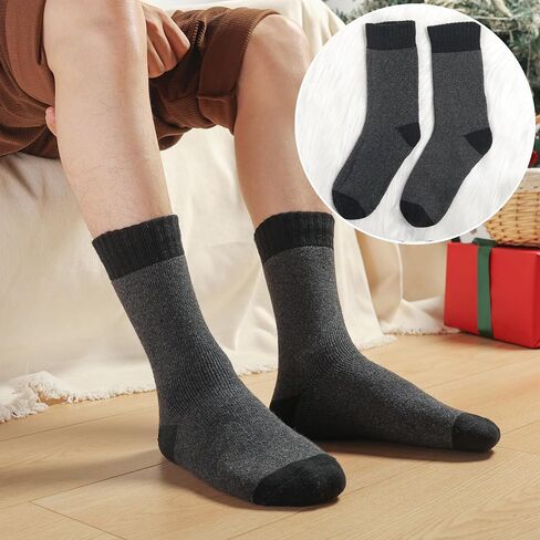 Wool Socks Mens, Warm Crew Merino Thermal Thick Hiking Boot Socks for Cozy Soft for Cold Weather 5 Pairs in Saudi Arabia