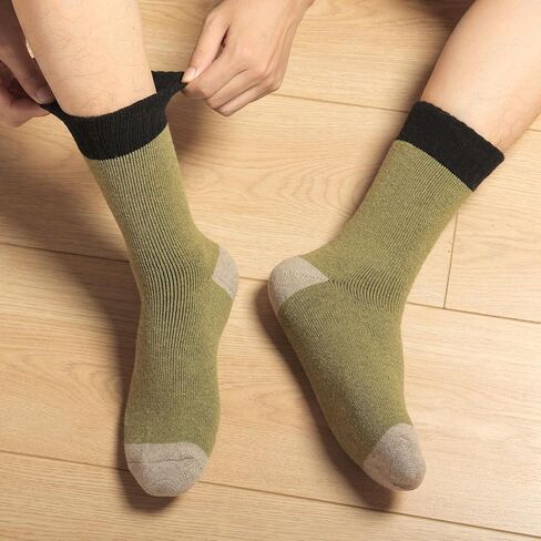 Wool Socks Mens, Warm Crew Merino Thermal Thick Hiking Boot Socks for Cozy Soft for Cold Weather 5 Pairs in Saudi Arabia