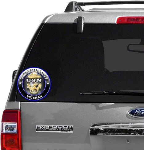 2 حزمة من ملصقات الفينيل للمحاربين القدامى في البحرية الأمريكية - 4 بوصات - ملصقات المحاربين القدامى في الجيش الأمريكي لسيارة شاحنة فان نافذة ممتص الصدمات للكمبيوتر المحمول والكمبيوتر اللوحي وزجاجة مياه وأي سطح أملس in Kuwait