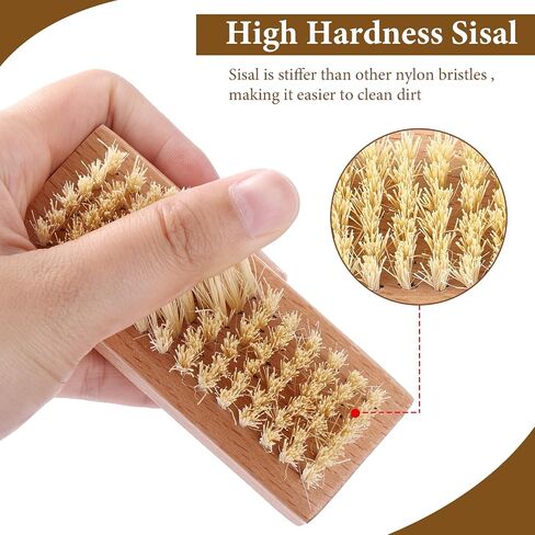 Wooden Nail Scrub Brush, 2pcs Double-Sided Nail Cleaning Brush with Stiff Bristles and Hanging Rope Hand and Foot Scrubber Manicure Pedicure Tool for Scrubbing Fingernails Toenail Cuticle in Saudi Arabia