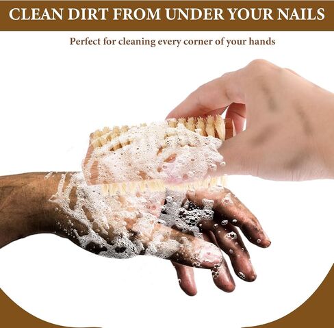 Wooden Nail Scrub Brush, 2pcs Double-Sided Nail Cleaning Brush with Stiff Bristles and Hanging Rope Hand and Foot Scrubber Manicure Pedicure Tool for Scrubbing Fingernails Toenail Cuticle in Saudi Arabia
