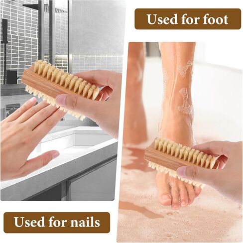 Wooden Nail Scrub Brush, 2pcs Double-Sided Nail Cleaning Brush with Stiff Bristles and Hanging Rope Hand and Foot Scrubber Manicure Pedicure Tool for Scrubbing Fingernails Toenail Cuticle in Saudi Arabia