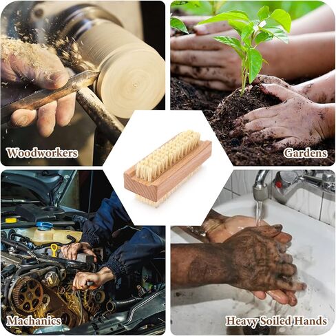 Wooden Nail Scrub Brush, 2pcs Double-Sided Nail Cleaning Brush with Stiff Bristles and Hanging Rope Hand and Foot Scrubber Manicure Pedicure Tool for Scrubbing Fingernails Toenail Cuticle in Saudi Arabia