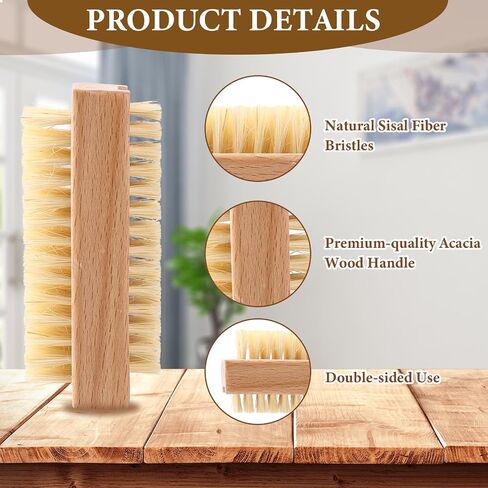 Wooden Nail Scrub Brush, 2pcs Double-Sided Nail Cleaning Brush with Stiff Bristles and Hanging Rope Hand and Foot Scrubber Manicure Pedicure Tool for Scrubbing Fingernails Toenail Cuticle in Saudi Arabia